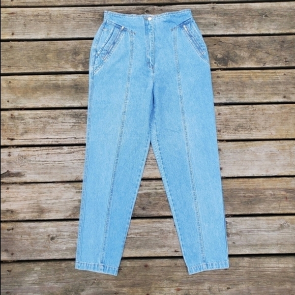 Vintage 90s y2k High Waisted Rise Pleated Front Butterfly Blue Denim Jeans 10 - Picture 8 of 8